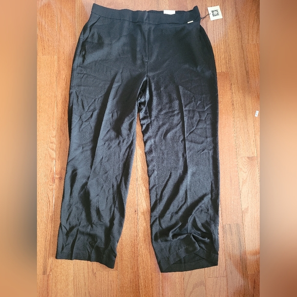 Anne Klein Wide Leg Black Trousers Dressy Business Casual Polyester Pants XL NWT - Picture 3 of 9